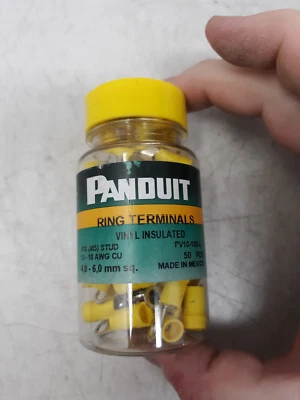 Panduit PTV10-10R Ring Terminals Vinyl Insulated #10 Stud 12–10 AWG 50 Pack - Image 1 of 4