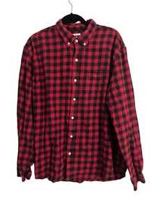 Men’s Old Navy Button Down Buffalo Plaid Flannel SZ XXL 100% Cotton Red & Black - Picture 1 of 8