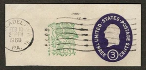 US 1958 #U540 Violet 3c Washington w/1c Surcharge Cut Square Philadelphia Cancel - Picture 1 of 2