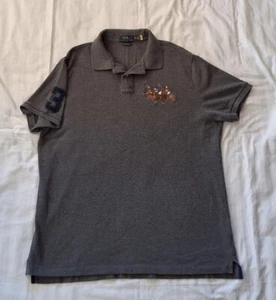 POLO Mens Polo Shirt XL Custom Slim Fit Grey Cotton New Triple Pony Issue Q5 - Picture 1 of 6