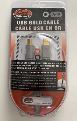 GEEK SQUAD 10' ft - USB 2.0 - Gold Cable Extension - A/B Connection - GS-10UAB - Image 1 of 4