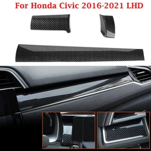 Fits Honda Civic 10th Gen 16-21 20 Carbon Fiber Dash Dashboard Panel Cover Trim - Picture 1 of 12