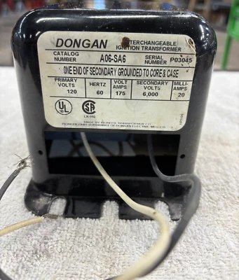 Dongan A06-SA6 High Voltage Power Ignition Transformer 110-6000V, 20 Milliamps - Image 1 of 3