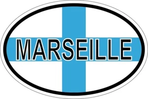 Sticker Oval Flag Code Country Marseille - Picture 1 of 1