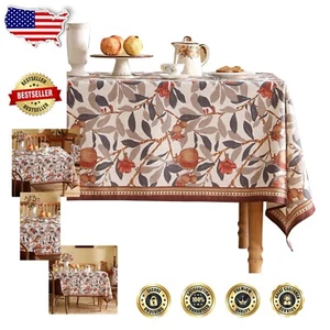 Mantel Lavable a Máquina 87"x63" - Hojas de Granada Rústicas para Cocina - Imagen 1 de 11