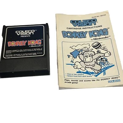 Donkey Kong Colecovision Cartridge & Manual Cleaned Pins Nintendo Vintage - Image 1 of 4