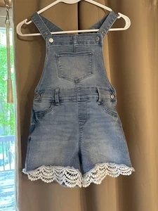 Jumping Beans Girls Denim Overall Shorts Size 8 - Picture 1 of 4