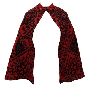 Abrigo de Colección Años 60 Rojo y Negro Geométrico Jacquard Boho Tapiz Capa Para Mujer XS - Imagen 1 de 9