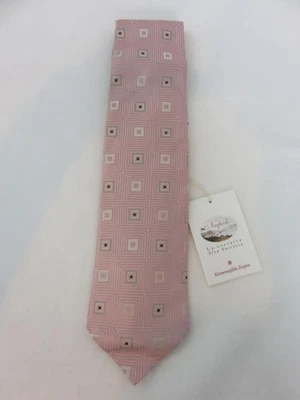 NWT Mens Geometrical Pink Silk Tie Ermenegildo Zegna 58"L 4"W Made in Italy - Image 1 of 4