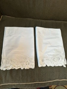 2 Battenburg White Lace Valances 70x12" Rod Pocket Cotton Poly Shabby Cottage FS - Picture 1 of 12