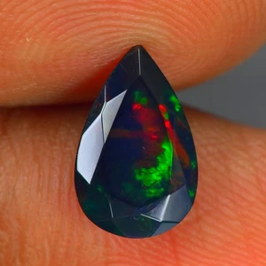 0.95Ct Pear_Exquisite Rainbow 3D Flash Natural Solid Welo Black Opal - Picture 1 of 1