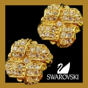 Vintage SWAROVSKI Earrings CLEAR PAVE'-STYLE Clip-On CHIC Cocktail FORMAL Urban - Picture 1 of 20