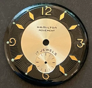 Vintage Hamilton Herrenuhr Zifferblatt rund schwarz Uhrwerk Germany 27,65mm - Bild 1 von 3