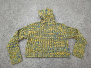 Suéter Urban Outfitters Mujer Pequeño Amarillo Azul Cuello Alto Manga Larga Recortado - Imagen 1 de 7