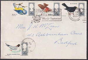 1966 British Birds FDC; Bedford Charter Celebrations Slogan; see Enclosure - Picture 1 of 6