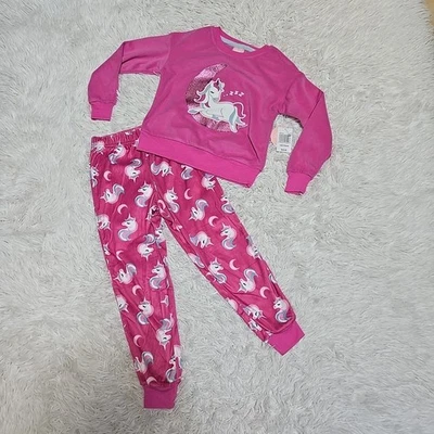 Conjunto de pijama Dots and Dreams niñas XXS (4-5) polar unicornio pantalones manga larga Foto 1 de 4