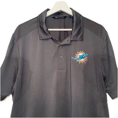 Camisa Polo Miami Dolphins Para Hombre Talla L Cutter & Buck Gris Equipo NFL Fútbol Foto 1 de 4