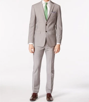 Traje de chaqueta y pantalón ajustado de lana gris Calvin Klein para hombre talla 44R 36W-30L Foto 1 de 4