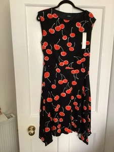 Roman Women’s Black and Cherry Hanky Hem Dress Size 18 - Picture 1 of 4