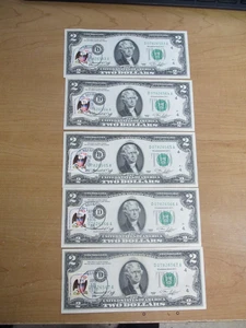Five Concecutive 1976 $2 F Two Dollar Bills & Stamp Mc Keesport Pennsylvania PA - Picture 1 of 8