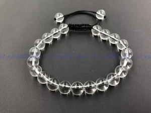 Stylish Designer Natural CRYSTAL Gem 8mm Bead Unisex Adjustable Macrame Bracelet - Picture 1 of 12