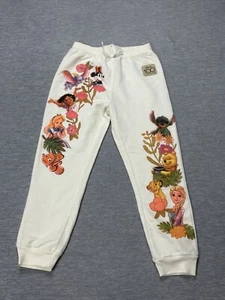 Disney 100 Years Sweatpant Joggers Girl 8 Off White Minnie Pooh Stitch Princess - Picture 1 of 11