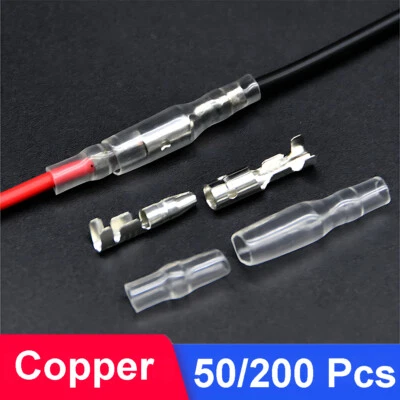 4mm Motorcycle Car Terminals Male & Female Wire Bullet Crimp Connectors & Sleeve - Image 1 of 4