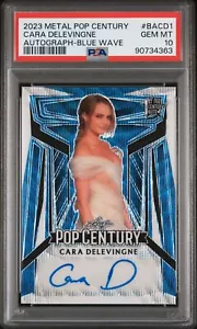 2023 Leaf Metal Pop Century Autografo Cara Delevingne #BACD1 PSA 10 - Foto 1 di 2