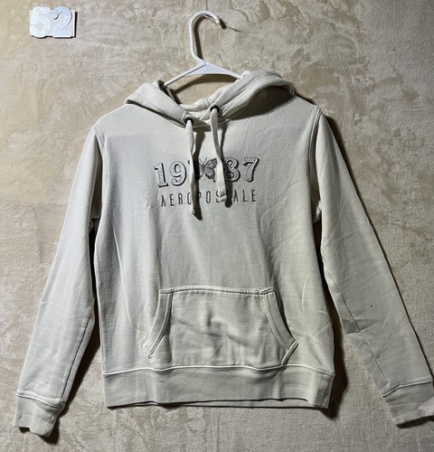 OFF WHITE Felpa con cappuccio logo Aeropostale felpa farfalla XS maglione panna 19 87