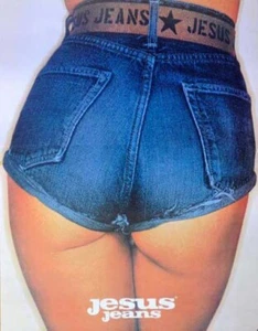 Jesus Jeans von Oliviero Toscani 1970 Original Vintage Poster auf Leinen - Bild 1 von 1