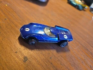 Vintage 1968 Hot Wheels Diecast 1/64 Redline Blue Turbofire White Interior USA - Picture 1 of 7