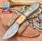 Hand Crafted Skinner Knife Twist Damascus Hard Wood Wooden Bolster Edc Rare