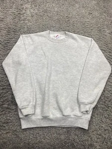 Vtg Jerzees Sweatshirt Boy XL Grey Blank Fleece Russell Crewneck Pullover USA - Picture 1 of 12