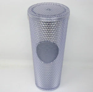 Starbucks Studded Platinum Silver Bling Cold Cup Tumbler 24oz Venti NO STRAW - Picture 1 of 5