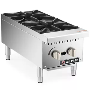 12" Natural Gas Range 2 Burner Commercial Countertop Gas Stove Grate 50000BTU - Picture 1 of 6