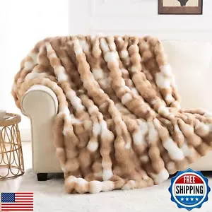 IKALIFE Cozy Faux Fur Throw Blanket for Couch-Warm Fuzzy Throw Blanket, Soft - Picture 1 of 5
