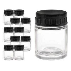Bottiglie barattolo di vetro 10pk aerografo 3/4 oz con coperchi in plastica, alimentazione sifone vernice per negozio - Foto 1 di 4