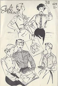 1950s Vintage Nähen Muster B38 Bluse (1313) - Bild 1 von 2