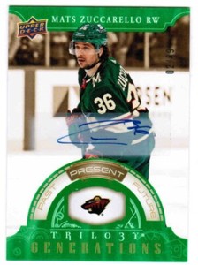 22/23 2022 UPPER DECK TRILOGY MATS ZUCCARELLO TG-19B GENERATIONS AUTO /49
