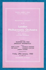 1960 PROGRAMME LONDON PHILHARMONIC ORCHESTRA ROYAL ALBERT HALL NORMAN DEL MAR - Picture 1 of 2