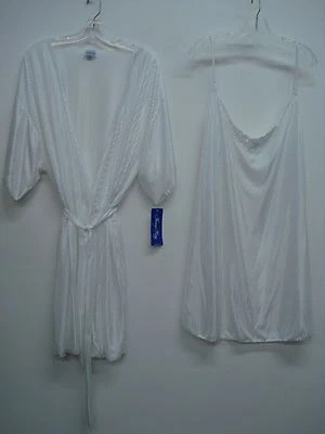 Lencería Nancy King Hecha en EE. UU. Vestido/Bata Talla 2X Blanco #732Q Foto 1 de 3