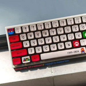 Super Mario Red Keycaps Set PBT Transparent for Cherry MX Mechanical Keyboards - Picture 1 of 11