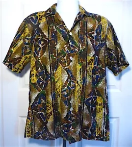 60s Duke Kahanamoku by Kahala Multicolor Tapa Batik Print Shirt Medium Very Nice - Picture 1 of 13