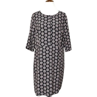 Boden Polka Dot Star Printed Navy Blue 3/4 Sleeve Knee Length Shift Dress 14 - Image 1 of 4