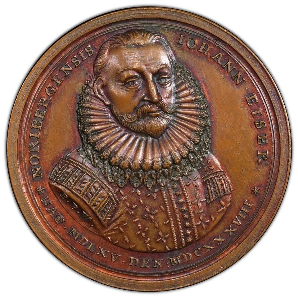 1739, Nuremberg. Bronze "Johann Eiser (Merchant)" Medal. Restrike?! PCGS SP-63! - Image 1 of 3