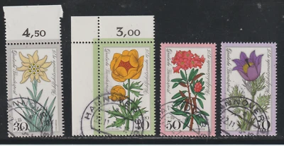 Germany 1975 SC# B521 - B524 - Alpine Flowers - Edelweiss - Used Lot # 605 - Image 1 of 2
