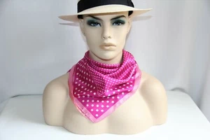 Vintage Echo Pink Polka-Dot Silk Scarf. Gorgeous Retro Print in Beautiful Pink  - Picture 1 of 12