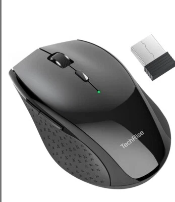 TechRise Wireless Mouse for Laptop, 4800 DPI Optical, 2.4G Ergonomic TR-MS002 Bk - Image 1 of 4