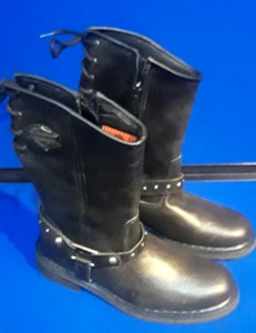 Harley Davidson Motorcycle Boots Black Leather D83722 Women 7M - Picture 1 of 4