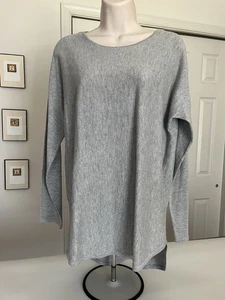 MICHAEL KORS Cotton Knit Tunic Top L/S Gray NWT $98 Retail Medium - Picture 1 of 9